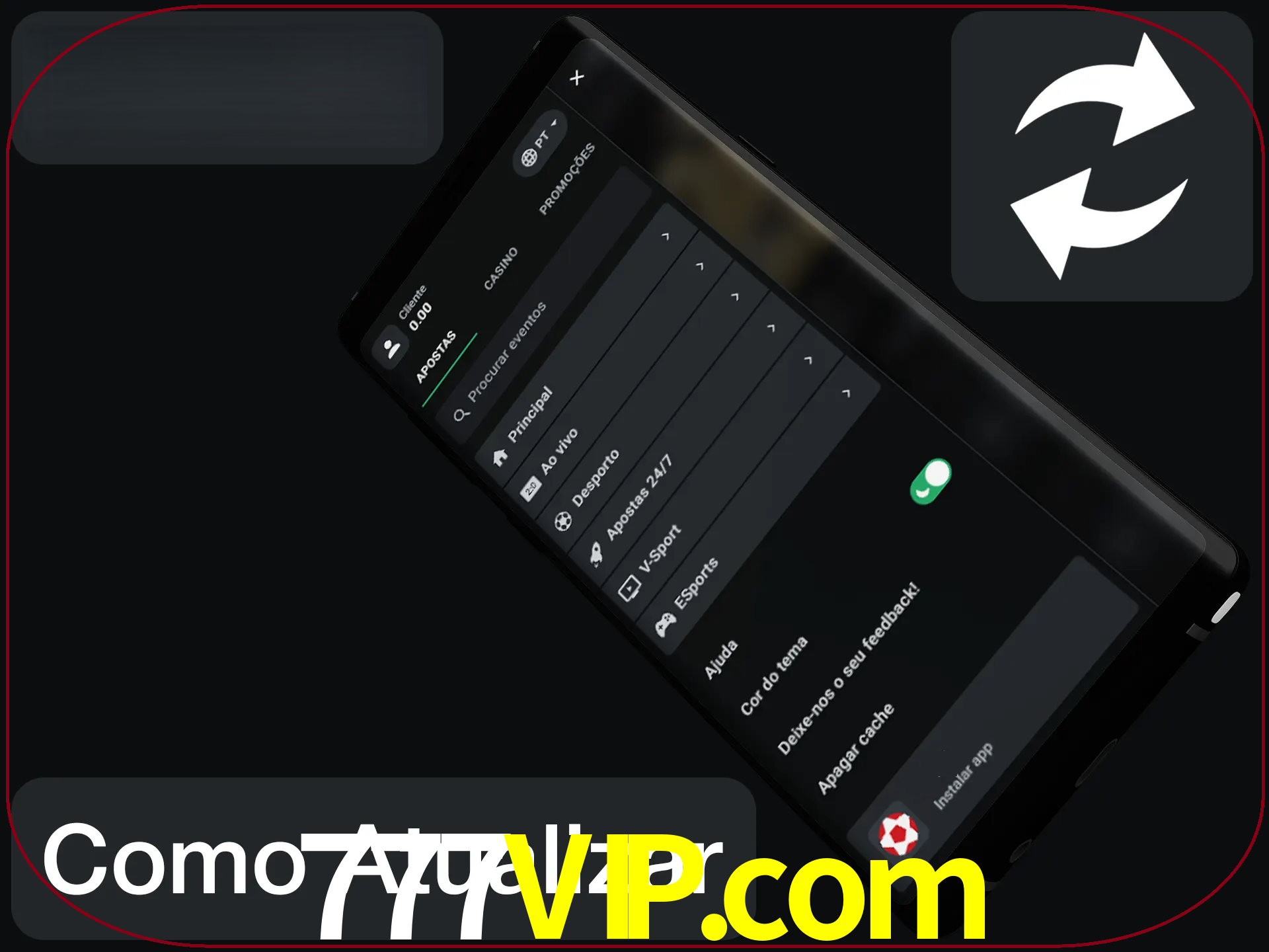 O aplicativo é atualizado automaticamente quando você faz o login.