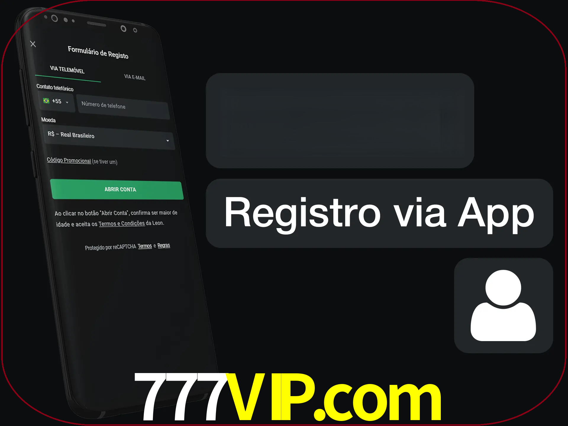 Registre-se com duas etapas usando o aplicativo.