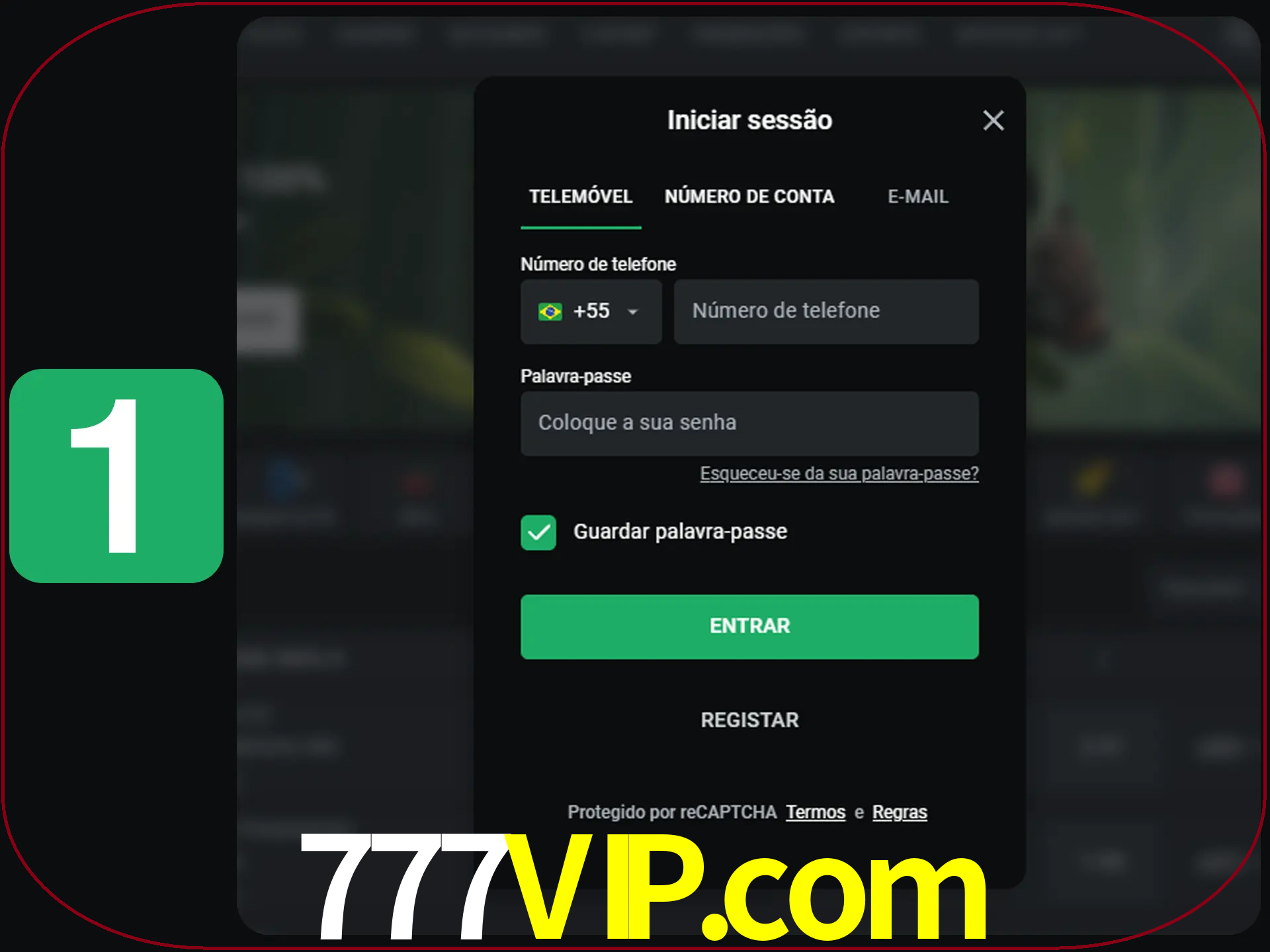 Clique no botão Entrar.